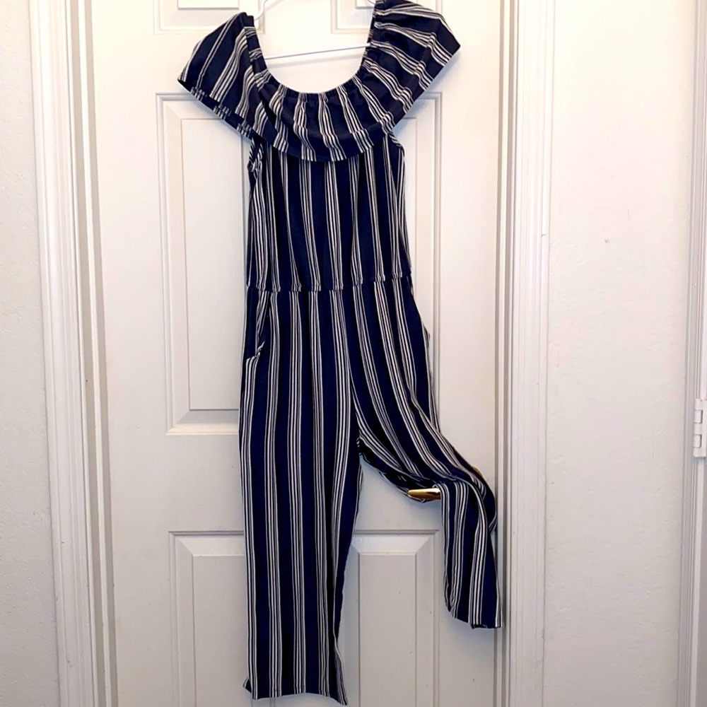 Blue & white romper